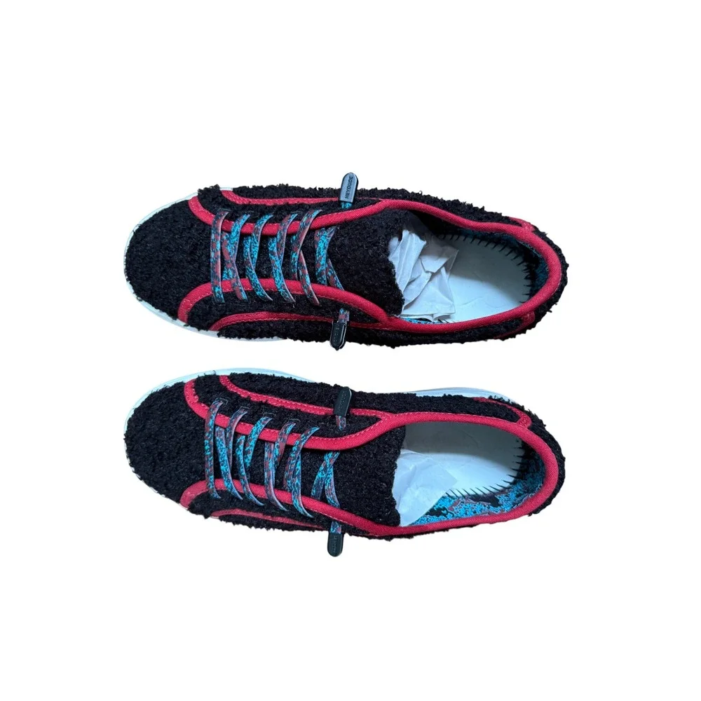 Hey Dude Karina Sherpa Moonless Sangria Black Red Slip On Sneakers Womens 7